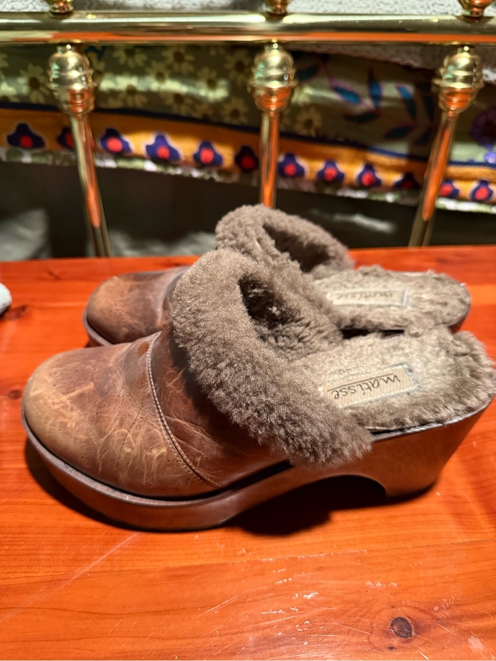 Matisse Brown Faux-Shearling Mule Clogs